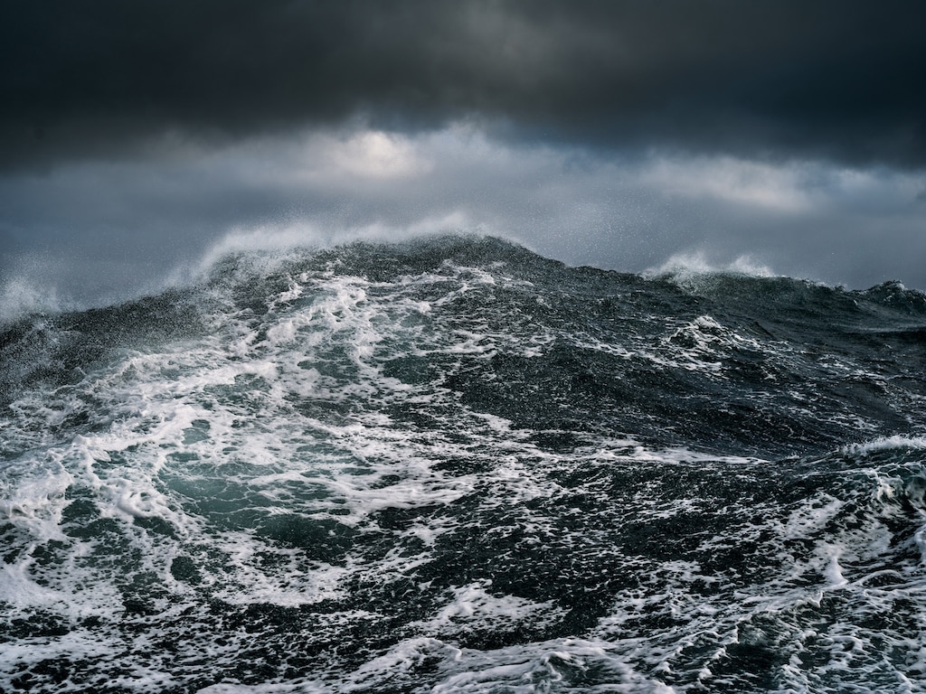 A photo of an ocean storm