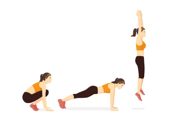 An illustration of people doing the burpies exercise