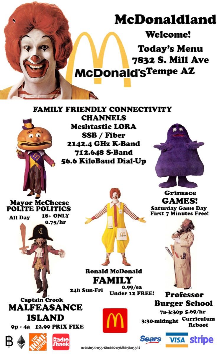 McDonaldLand Metaverse Menu