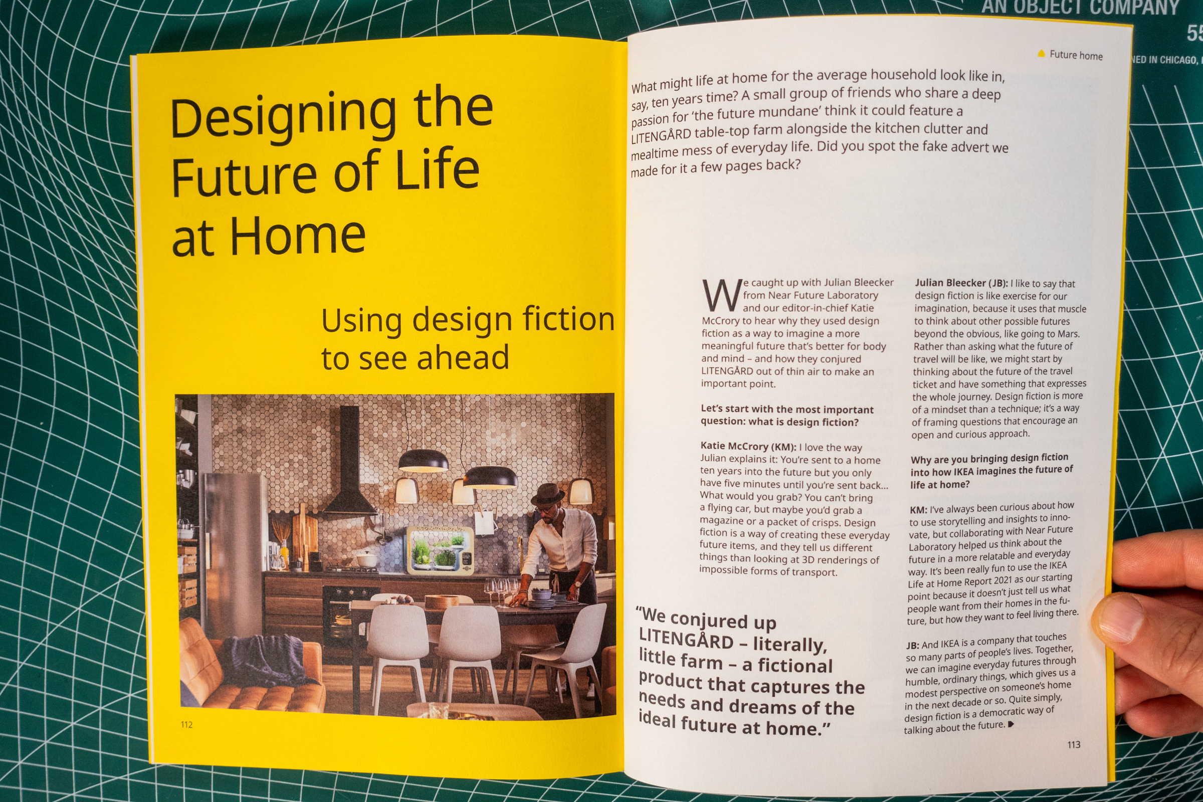 An image from a spread showing Near Future Laboratory's contributions to the IKEA 2021 Life at Home Report Magazine.