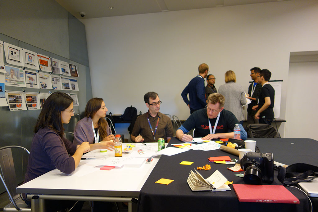 People working at the IxDA workshop on the self-driving car future