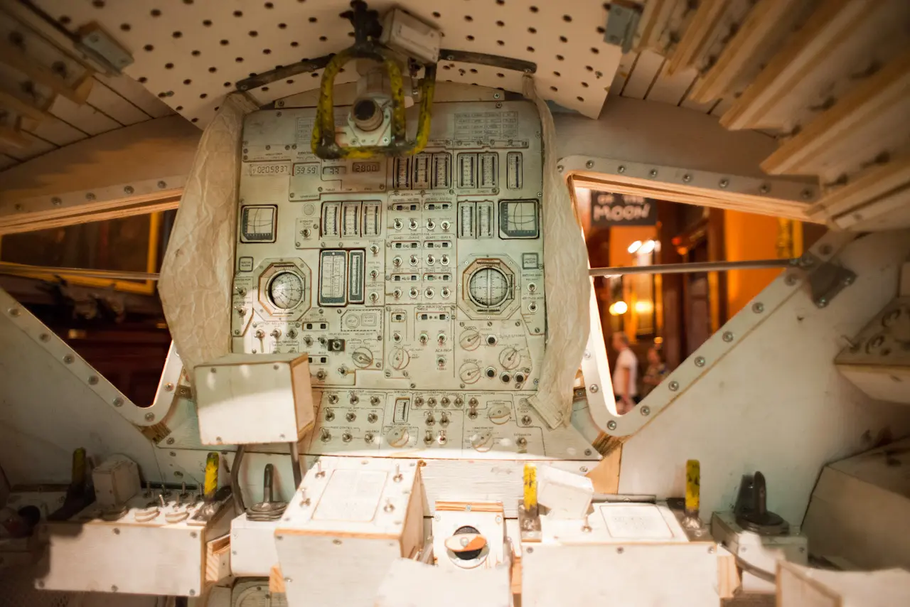 Exhibit piece of a miniature Apollo LEM from Tom Sachs Space Program: Mars, Park Avenue Armory NYC 2012