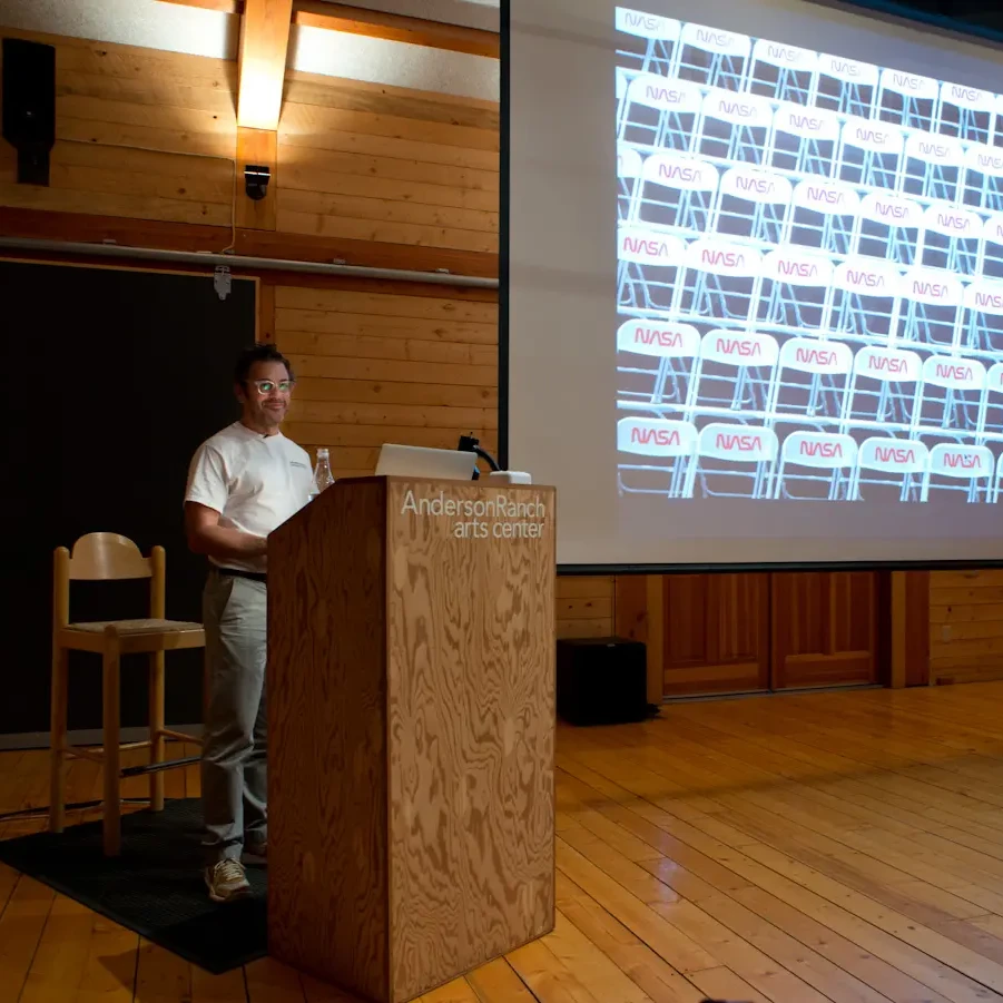 The artist Tom Sachs lecture at Anderson Ranch in Aspen Colorado