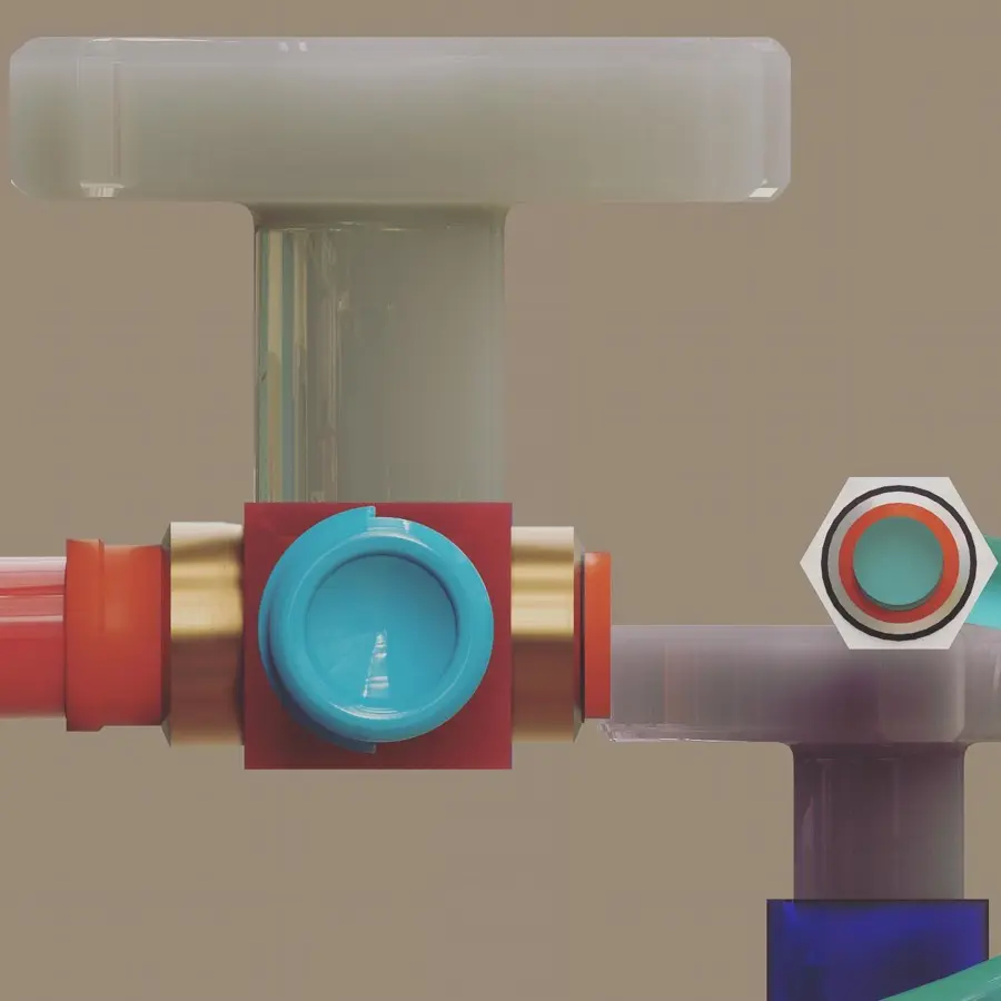 A series of valves and tubes representing the "Infrastructure of Imagination" in a science fiction context