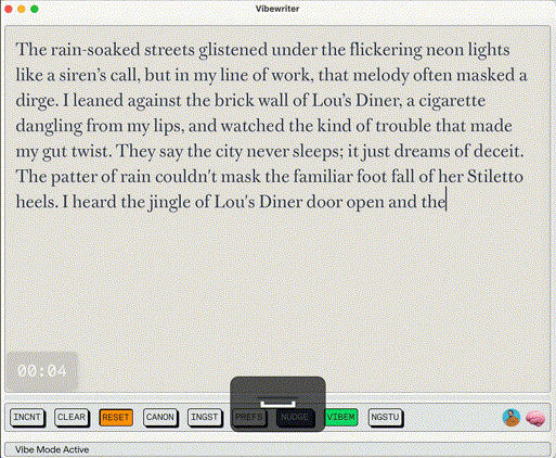A gif animation of Vibewriter