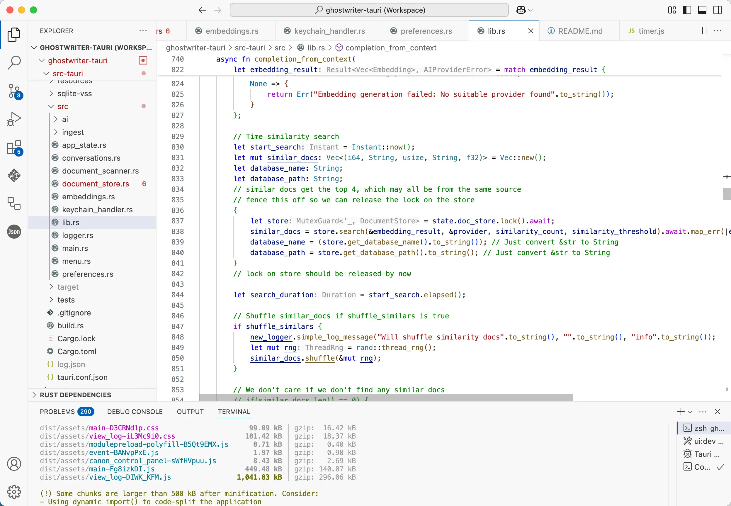 Vibewriter and Ghostwriter coding in VS Code