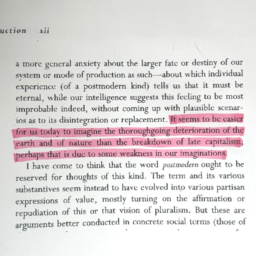 Passage from Frederic Jameson “The Seeds of Time”