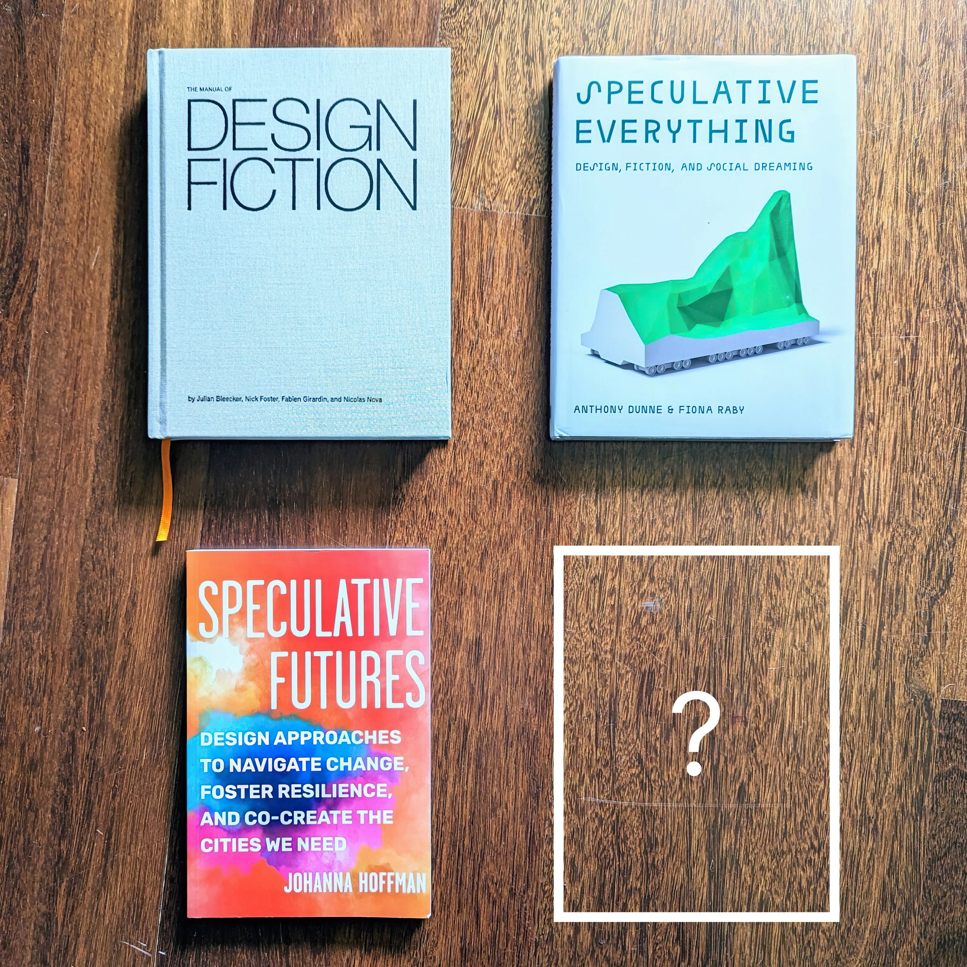 A photo from or of the book The Manual of Design Fiction (Hardcover) by Julian Bleecker