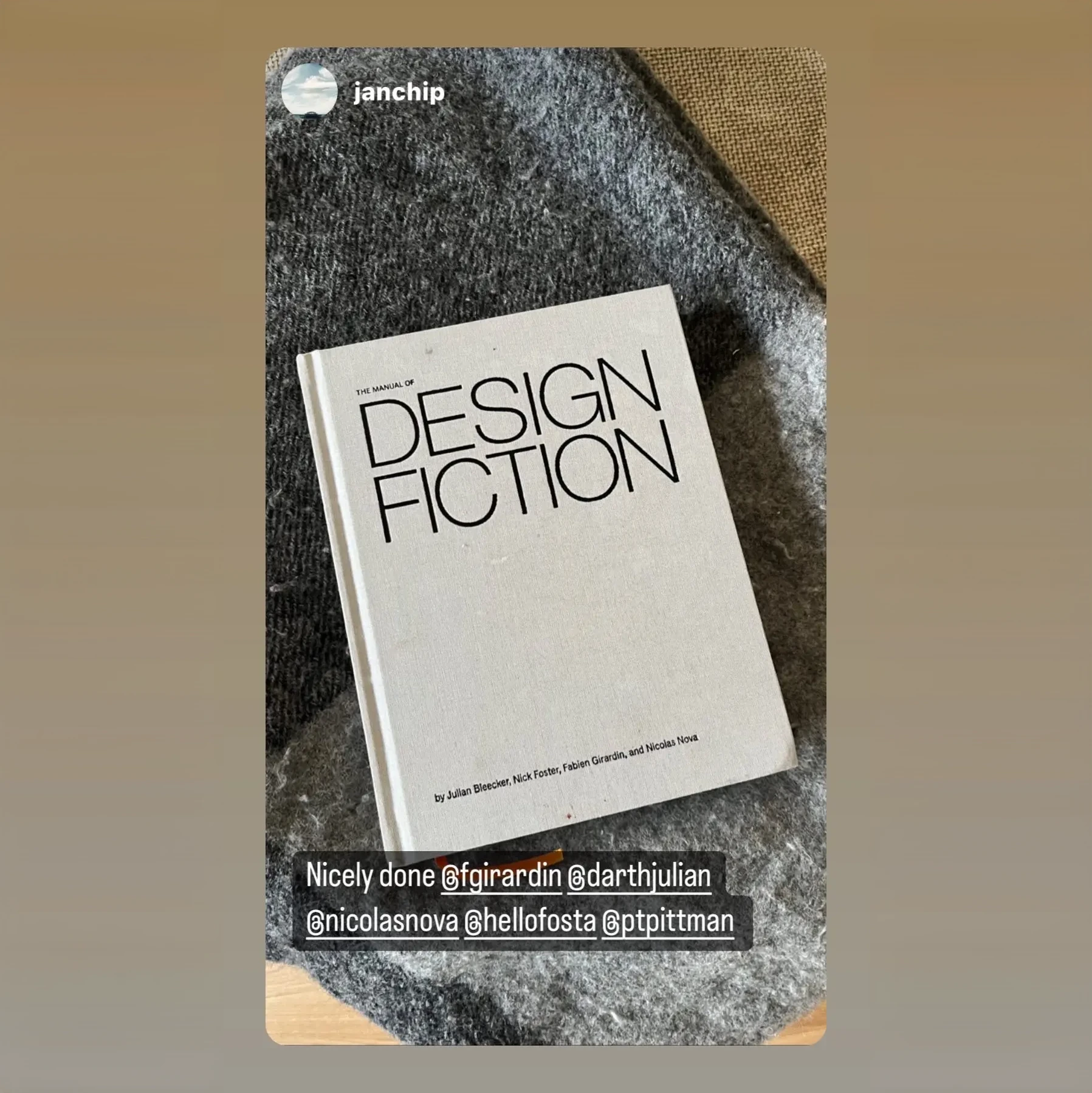 A photo from or of the book The Manual of Design Fiction (Hardcover) by Julian Bleecker