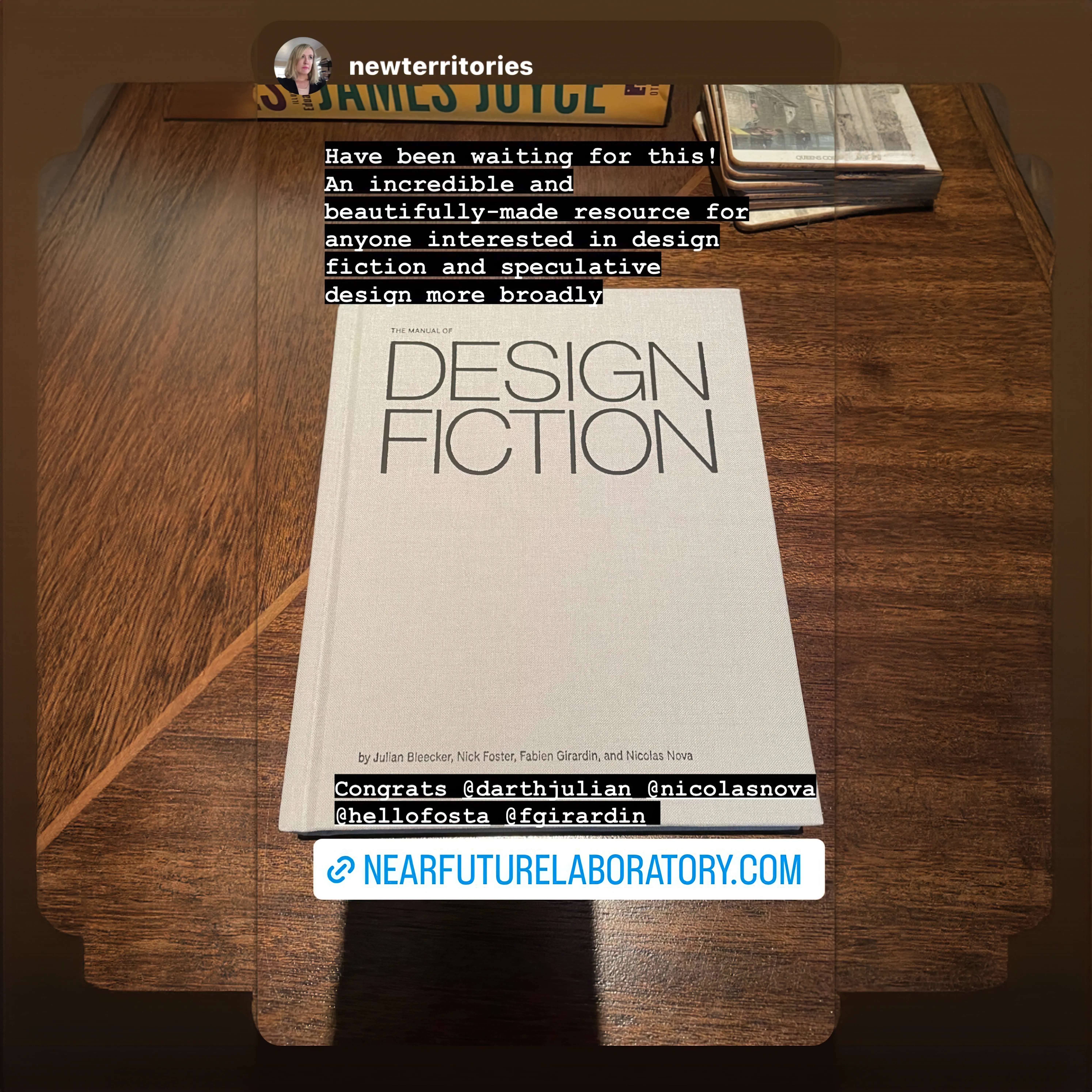 A photo from or of the book The Manual of Design Fiction (Hardcover) by Julian Bleecker