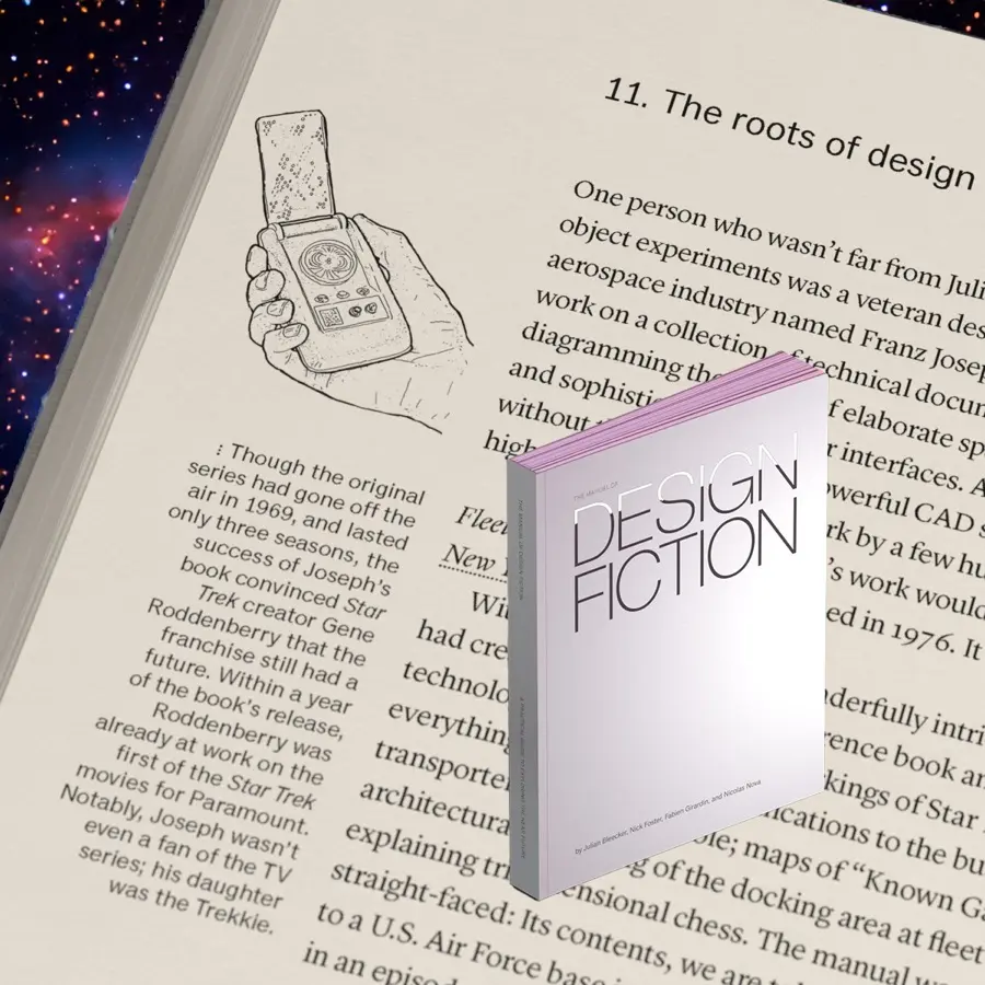 A photo from or of the book The Manual of Design Fiction (Softcover) by Julian Bleecker