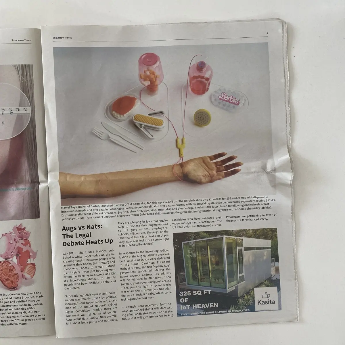 A photo from the Design Fiction newspaper The Tomorrow Times