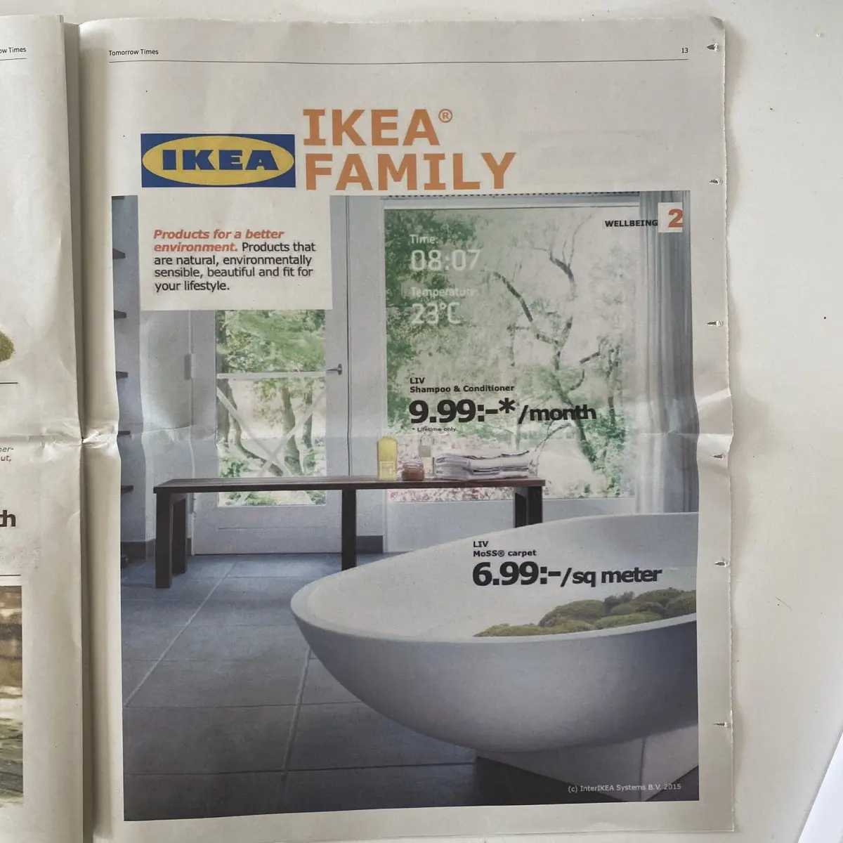 The Design Fiction project IKEA Catalog by Near Future Laboratory in a newspaper advertisement