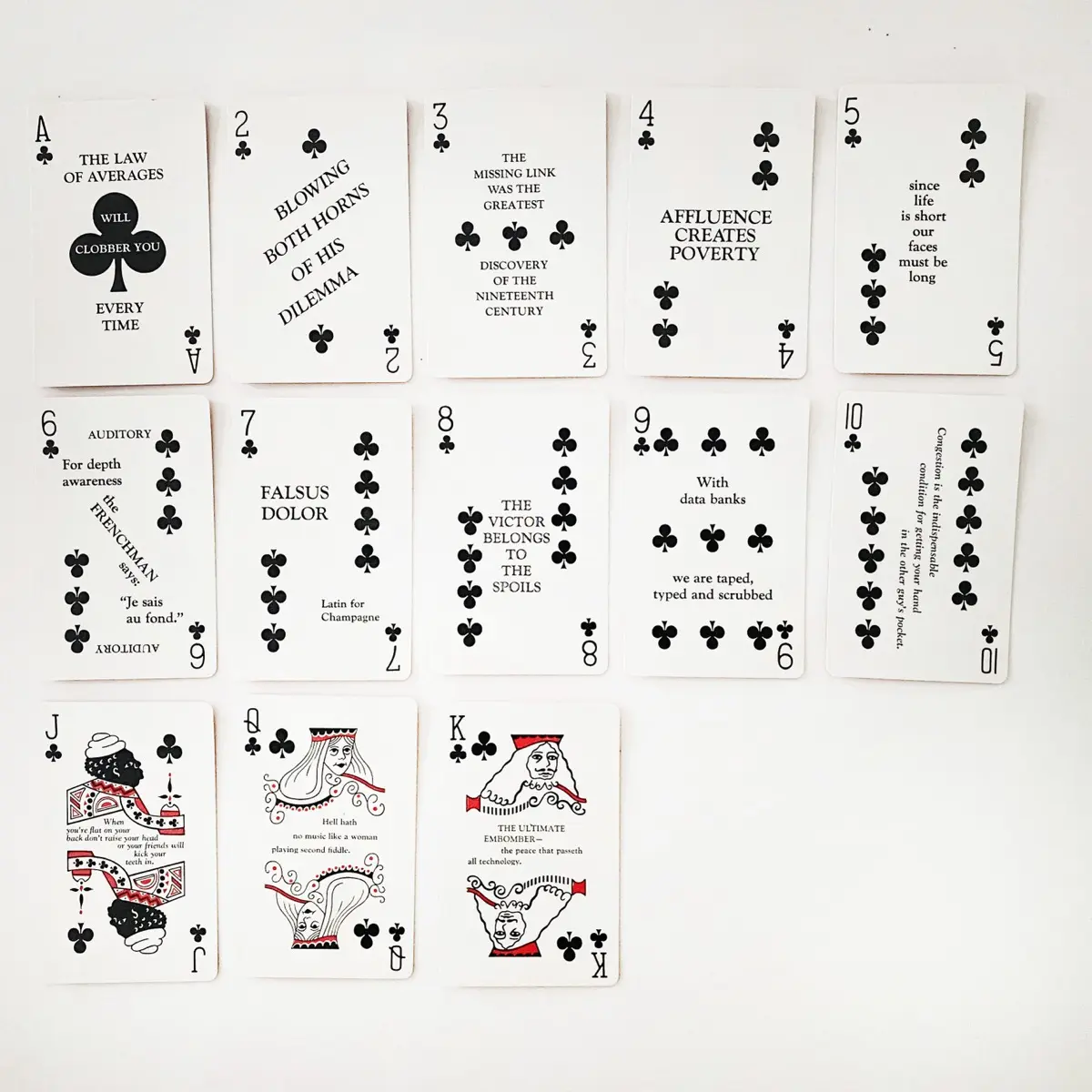 The suit of Clubs for Marshall McLuhan’s Distant Early Warning card deck