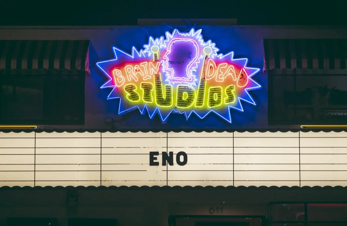 Movie Marquee at Brain Dead Studios Fairfax, photograph by Carlos Gonzalez @the1point8