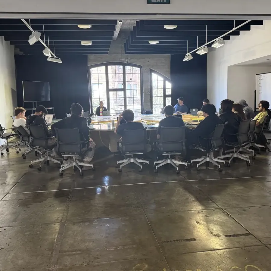 Students in a seminar room at SCI-Arc