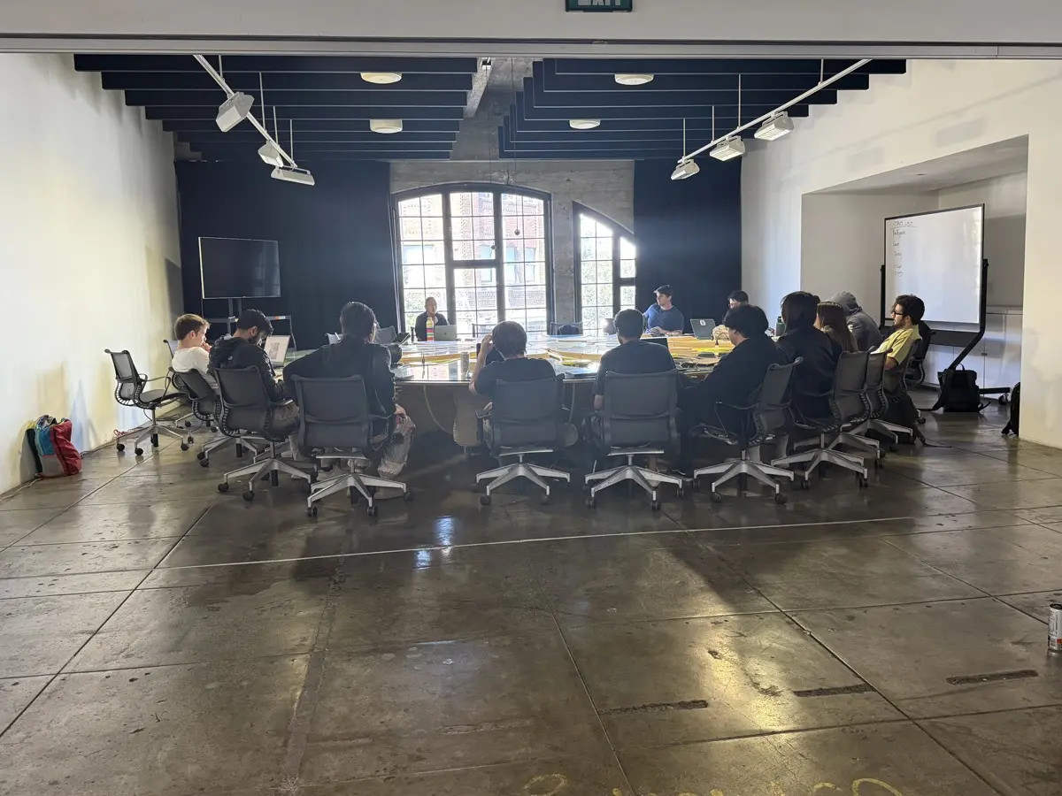 Students in a seminar room at SCI-Arc