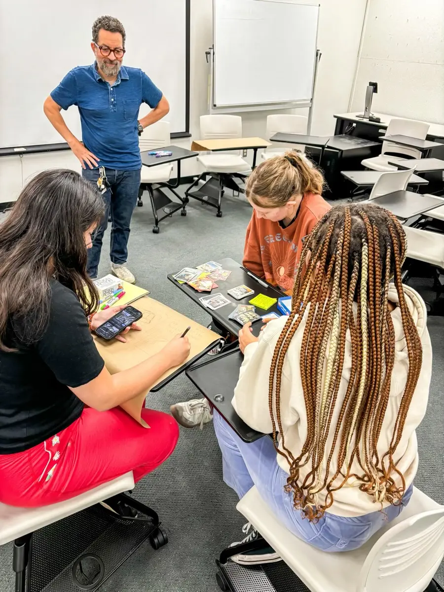 Students engaged in activities at the Chapman University Design Fiction 101 Talk & Workshop